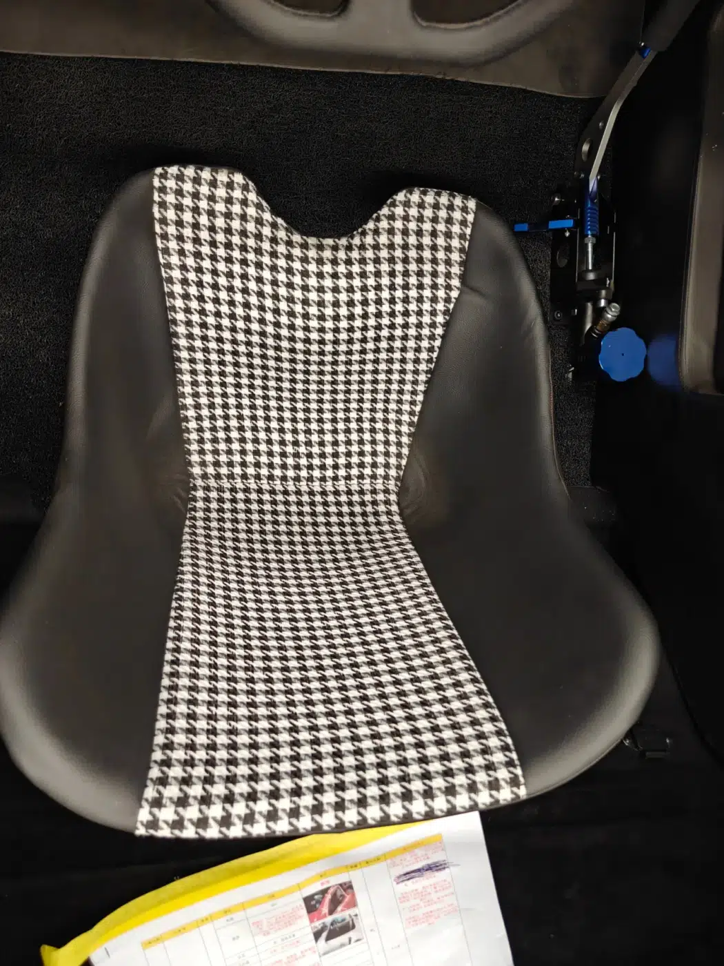 Single-seat chair with patterned trim component photograph for electric go-karts; exact model compatibility to be confirmed