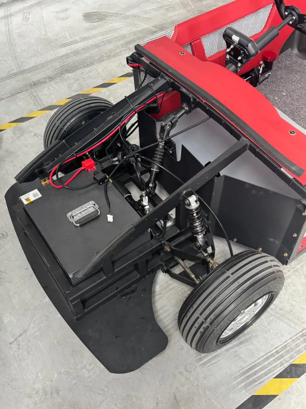 Go-kart body shell detail, alternate view component photograph for electric go-karts; exact model compatibility to be confirmed