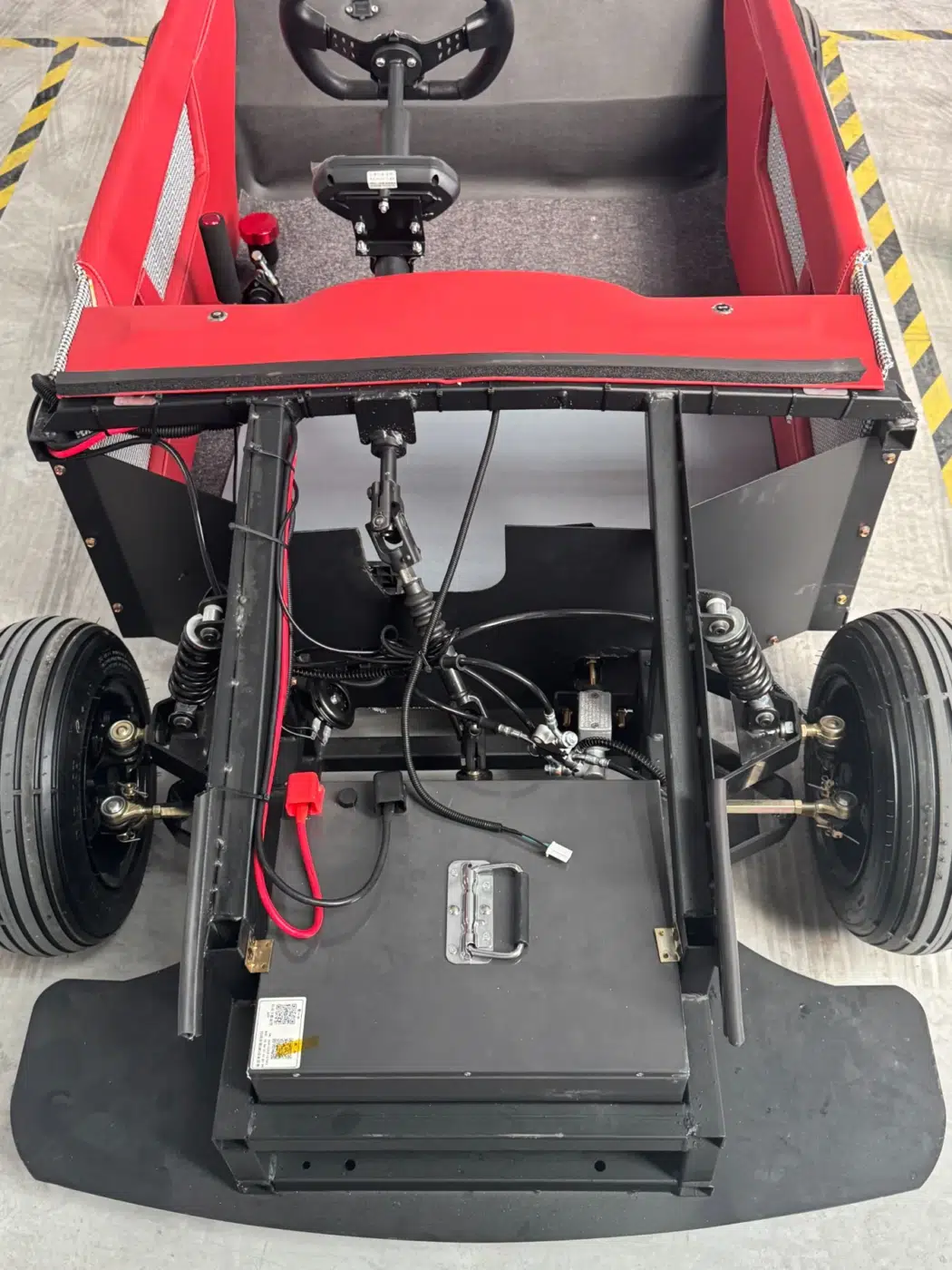 Go-kart body shell detail, alternate view component photograph for electric go-karts; exact model compatibility to be confirmed