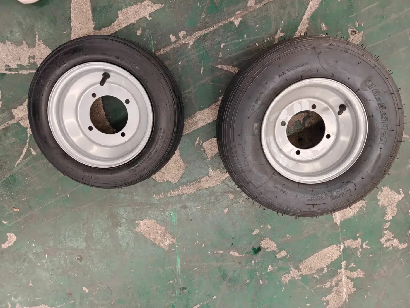 Go-kart tire component photograph for electric go-karts; exact model compatibility to be confirmed