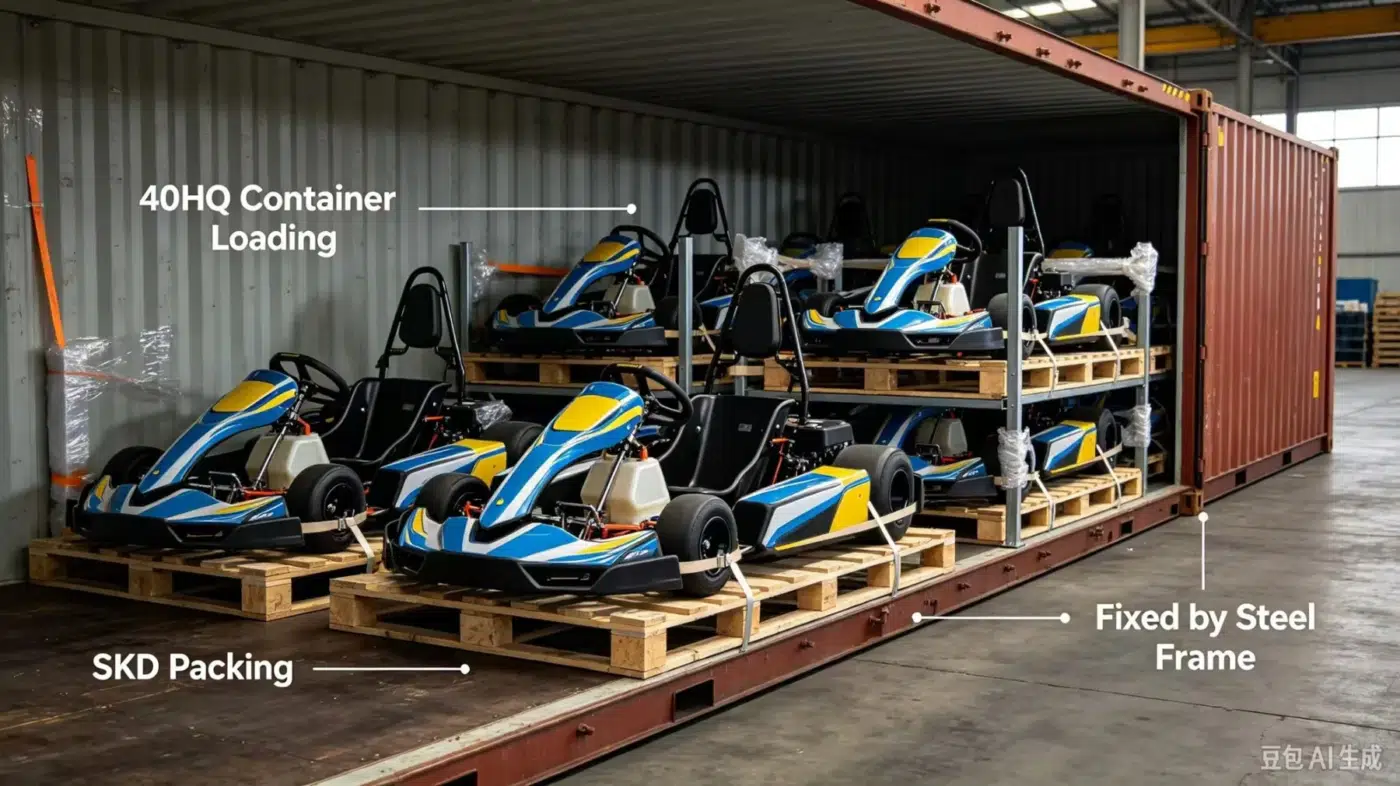 40HQ container loading concept; illustrative export packing reference, loading quantity and packing method require confirmation