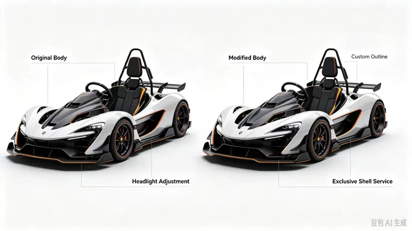 Custom body modification comparison; customization concept reference