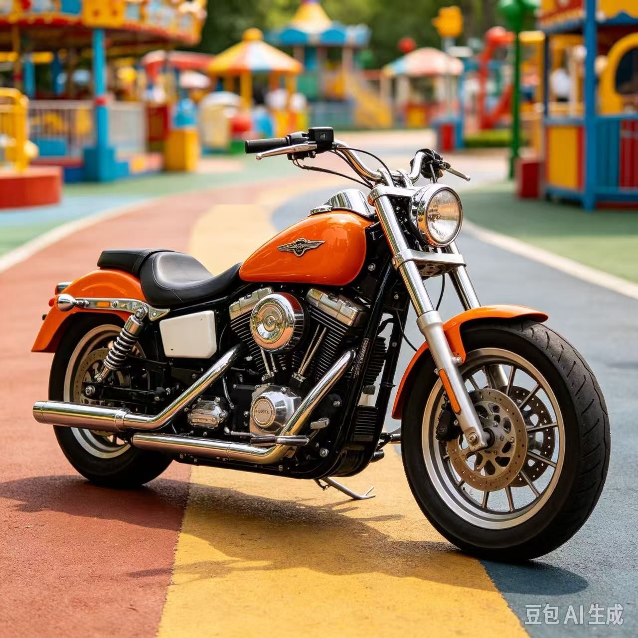 Land Amusement Motorcycles product image: orange cruiser detail