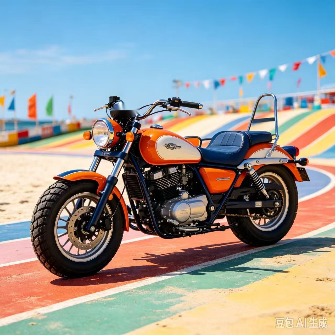 Land Amusement Motorcycles product image: orange cruiser motorcycle