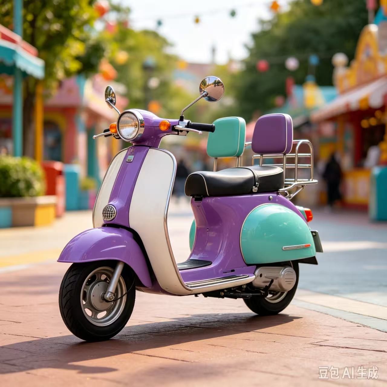 Land Amusement Motorcycles product image: purple retro scooter